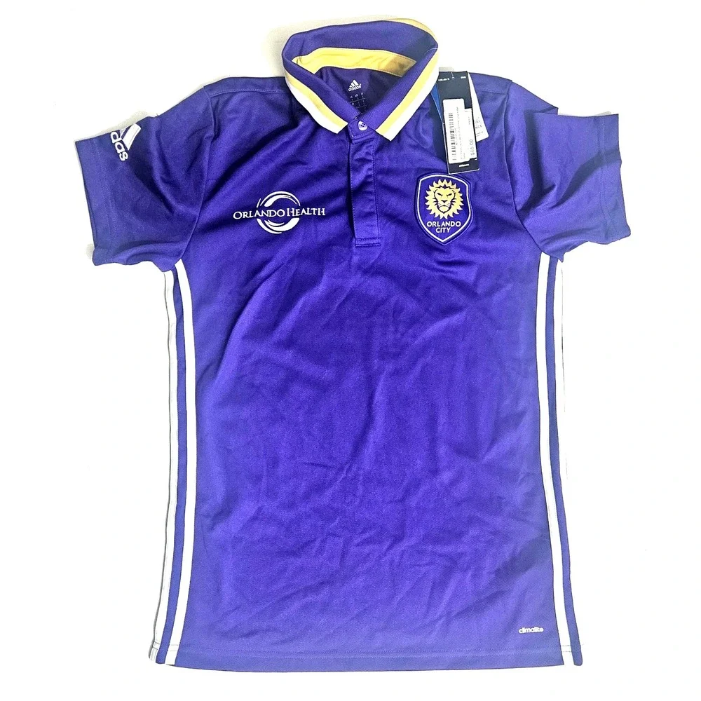 Adidas Polo Men's Small Purple Orlando City Climalite Shirt MLS